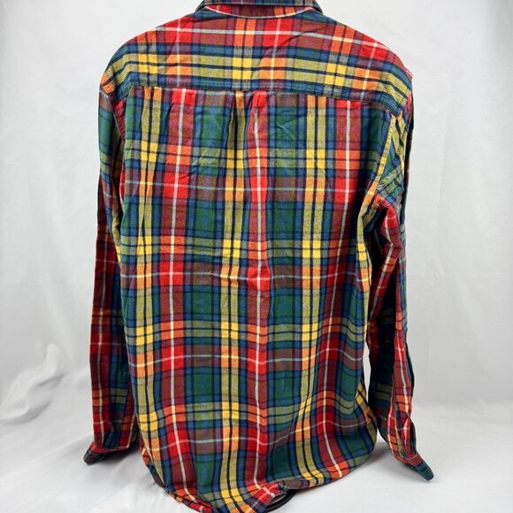 LL Bean Flannel Shirt Men L-Tall Traditional Fit Multicolor Scotch Plaid Button - Picture 3 of 4
